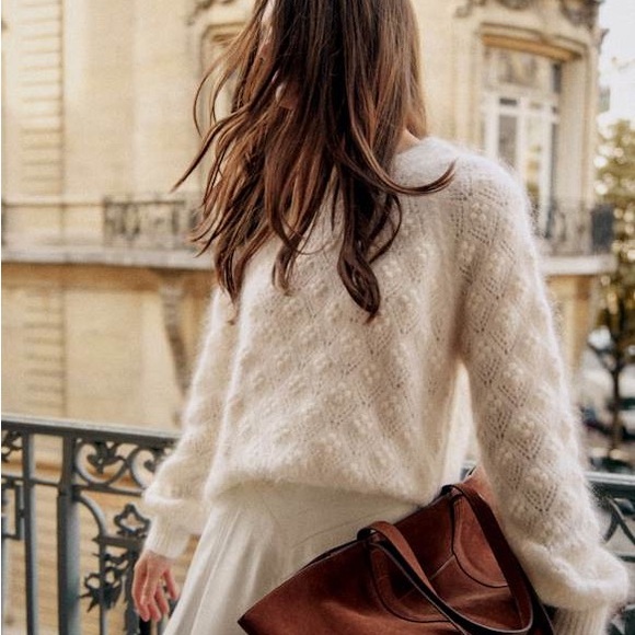 Sézane Nils Kid Mohair Sweater in Ecru